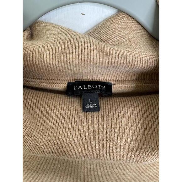 Talbots Sweater Womens Large Turtleneck Tan Classic Capsule Neutral Minimalist - Picture 7 of 9